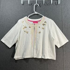 Isaac Mizrahi LIVE! Always Isaac Ebellished Sweater Light White Size Medium